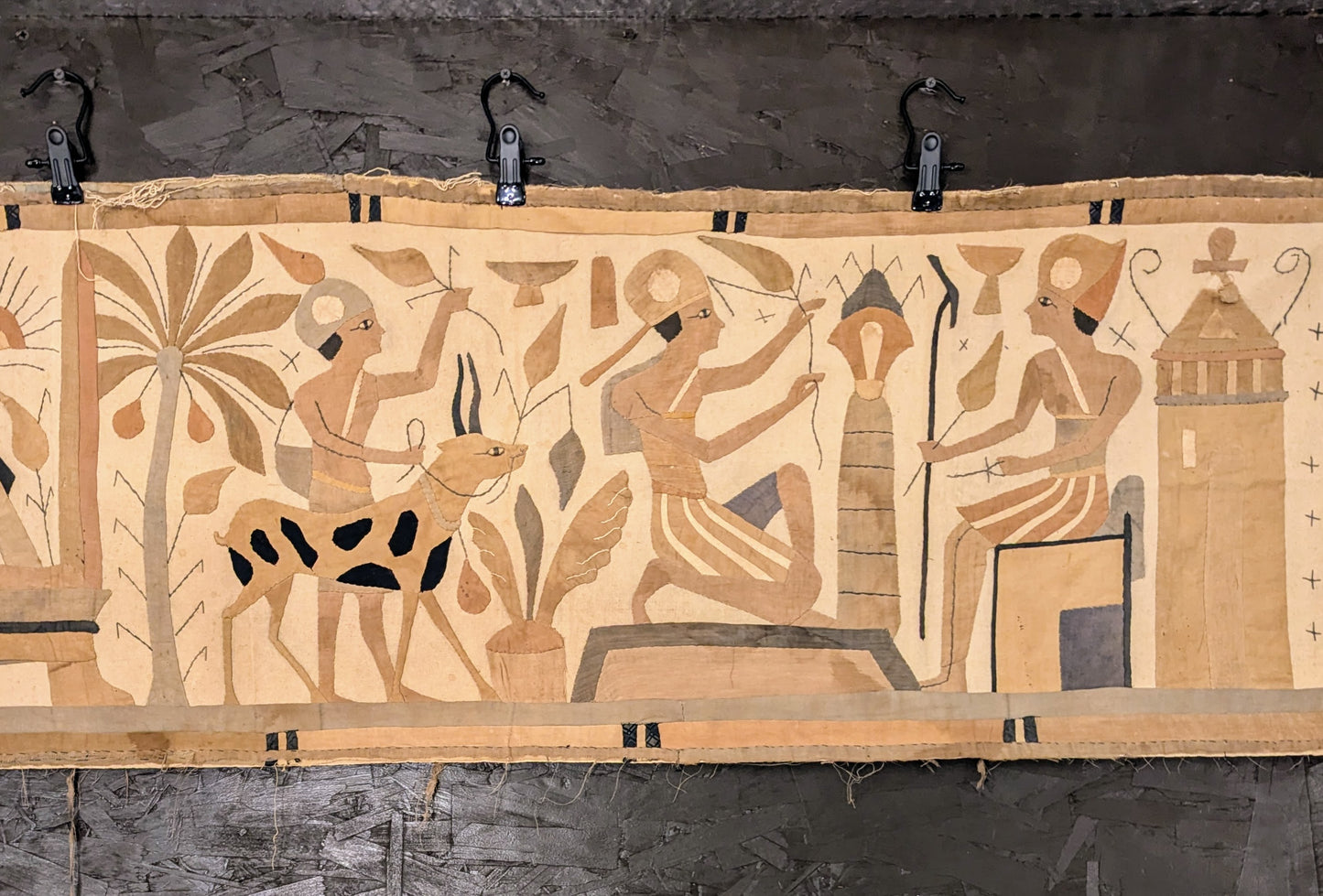 1900s "Egyptian Revival Period" Hand-Stitched Pharaoh Tapestry