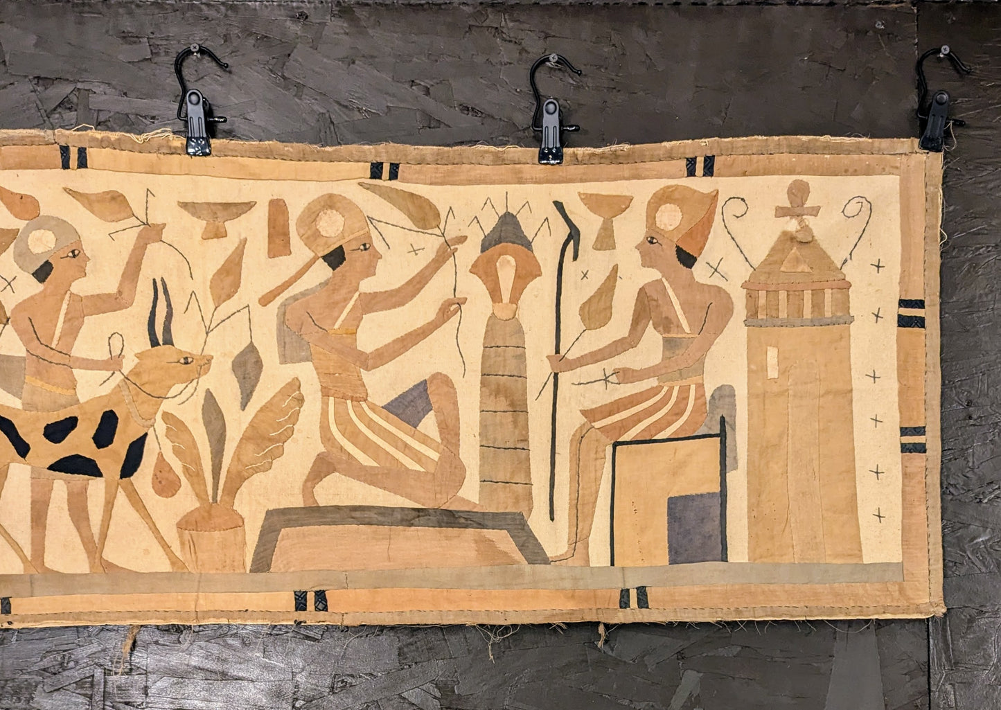 1900s "Egyptian Revival Period" Hand-Stitched Pharaoh Tapestry