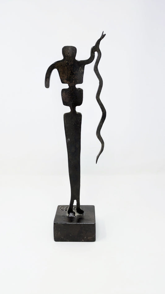 Vintage Metalwork Snake God Sculpture