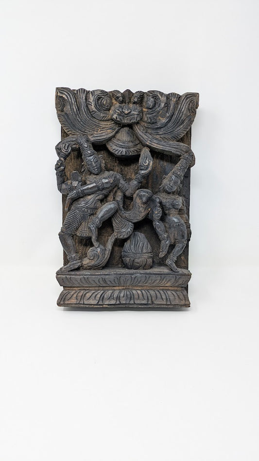 Antique Hand-Carved Hindu Panel | Shiva & Parvati (c. early 1900s)