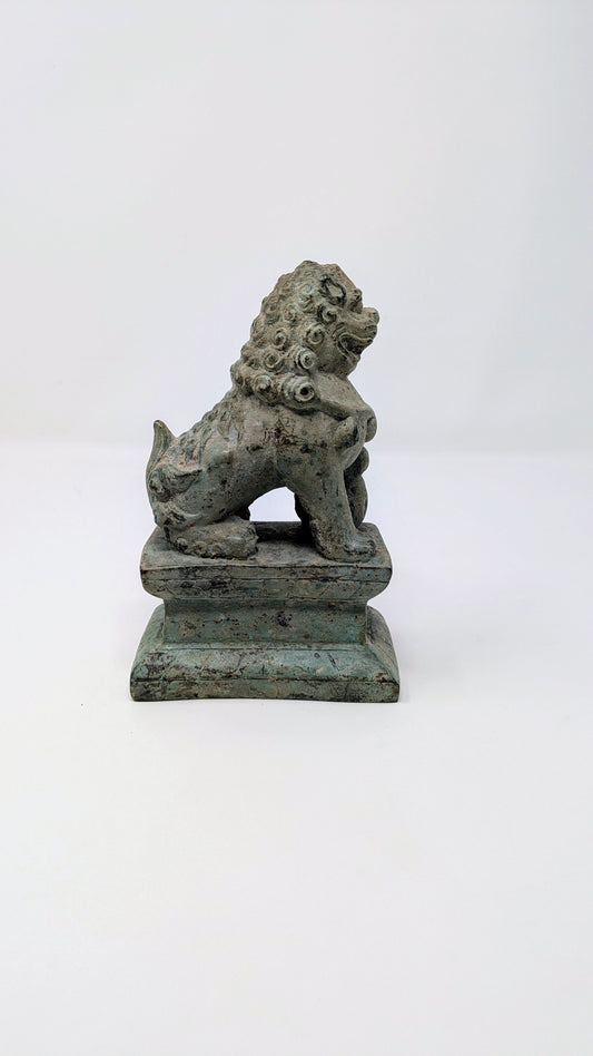 Vintage Cast-Metal Chinese Guardian Lion