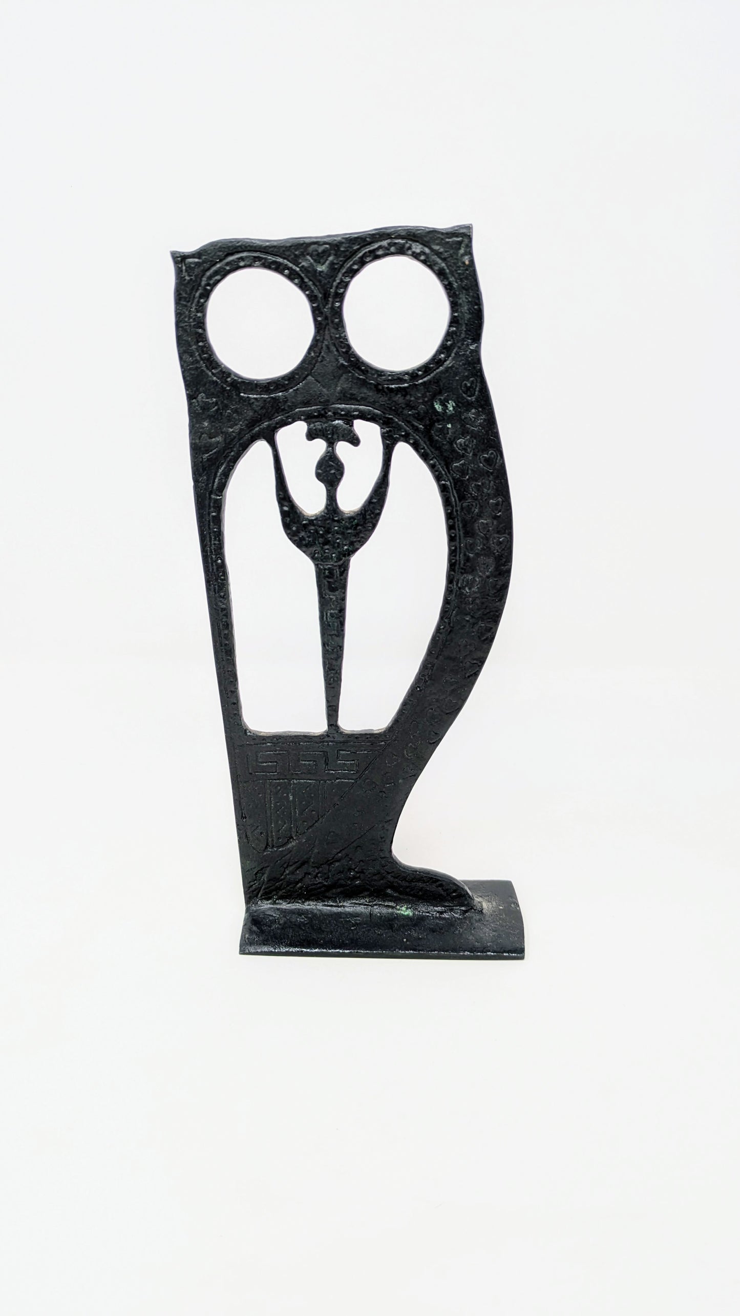 Vintage "Oxidized Bronze" Folk Art Sculpture: Athena & Owl