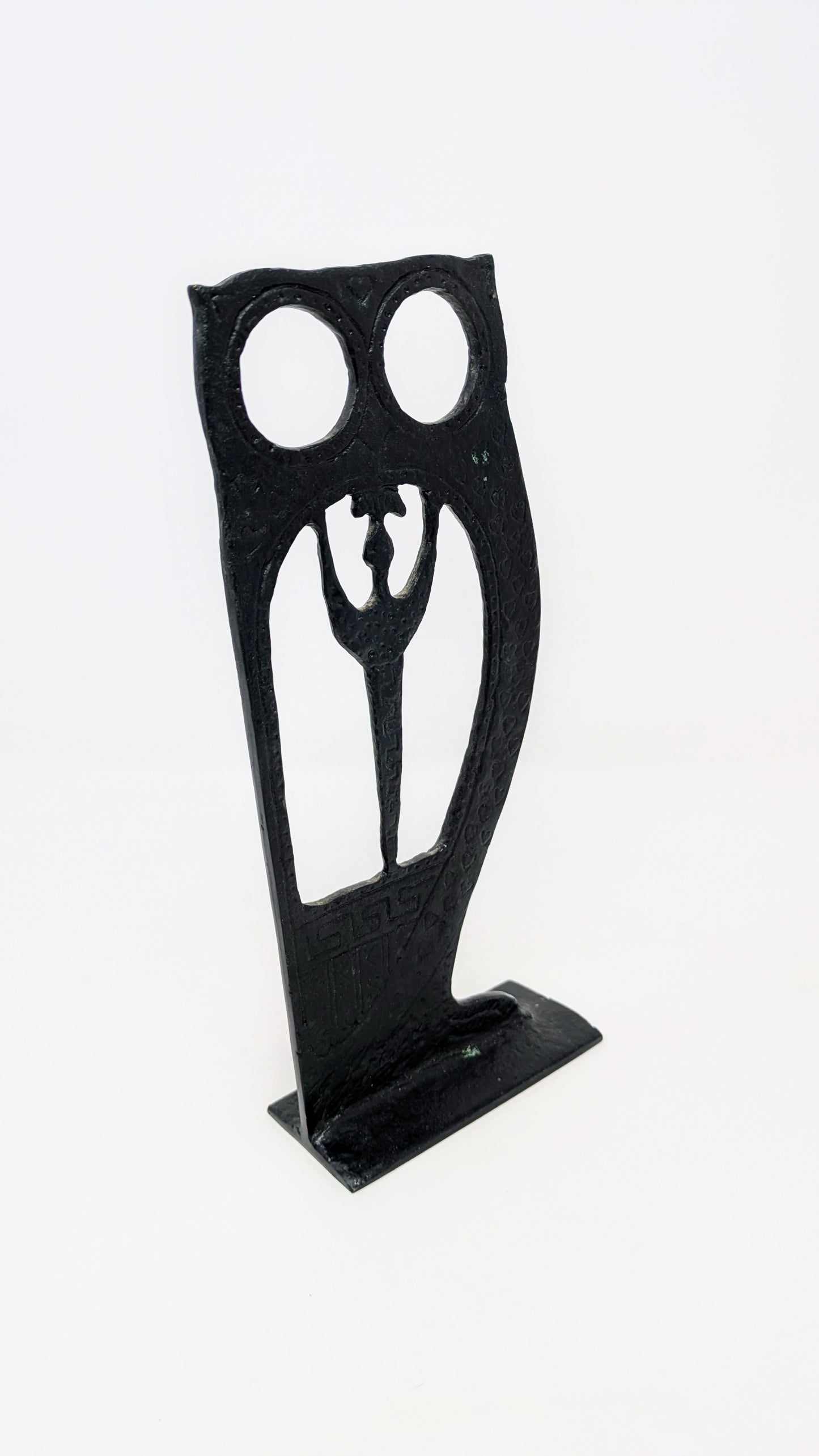 Vintage "Oxidized Bronze" Folk Art Sculpture: Athena & Owl