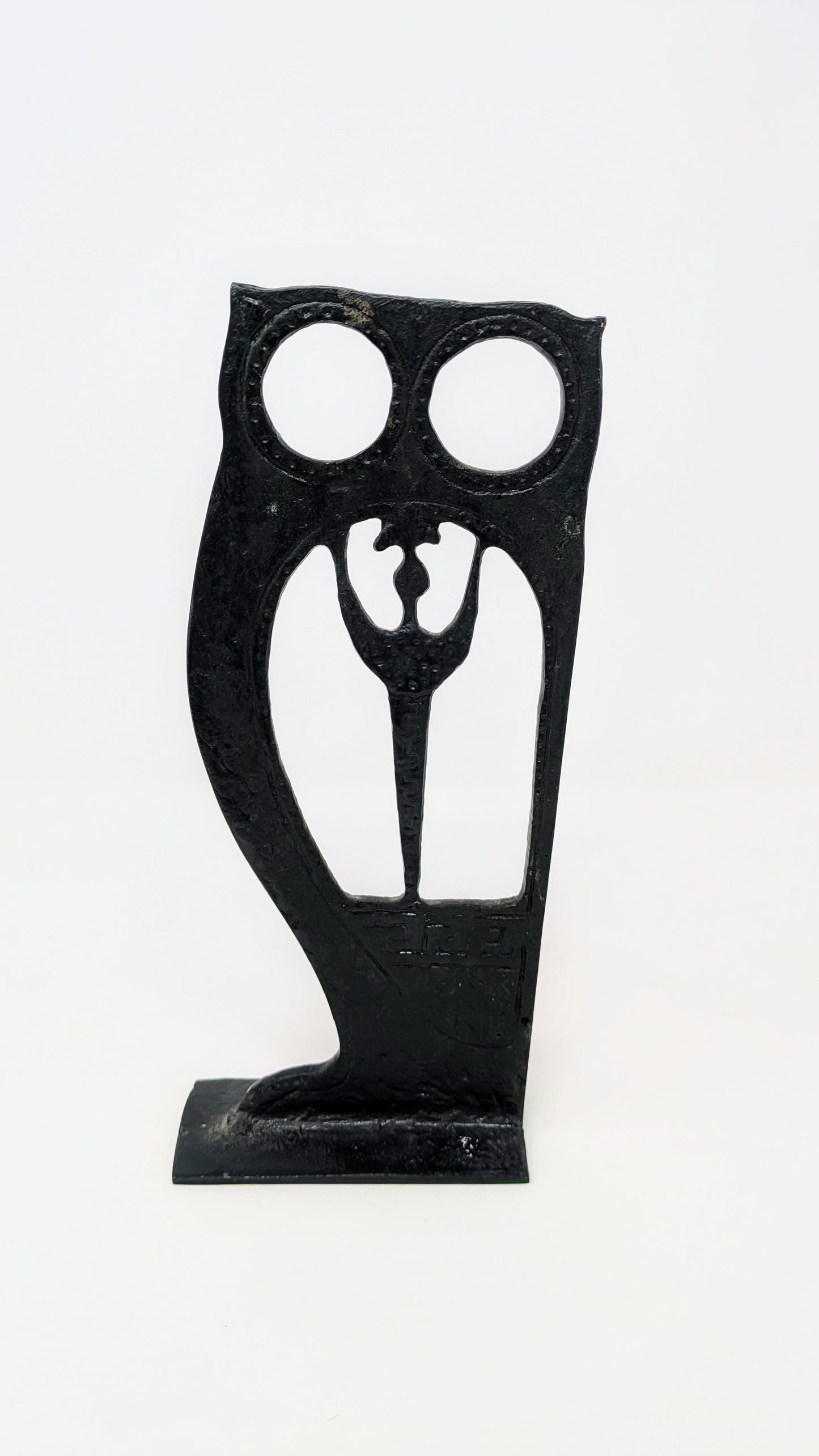 Vintage "Oxidized Bronze" Folk Art Sculpture: Athena & Owl