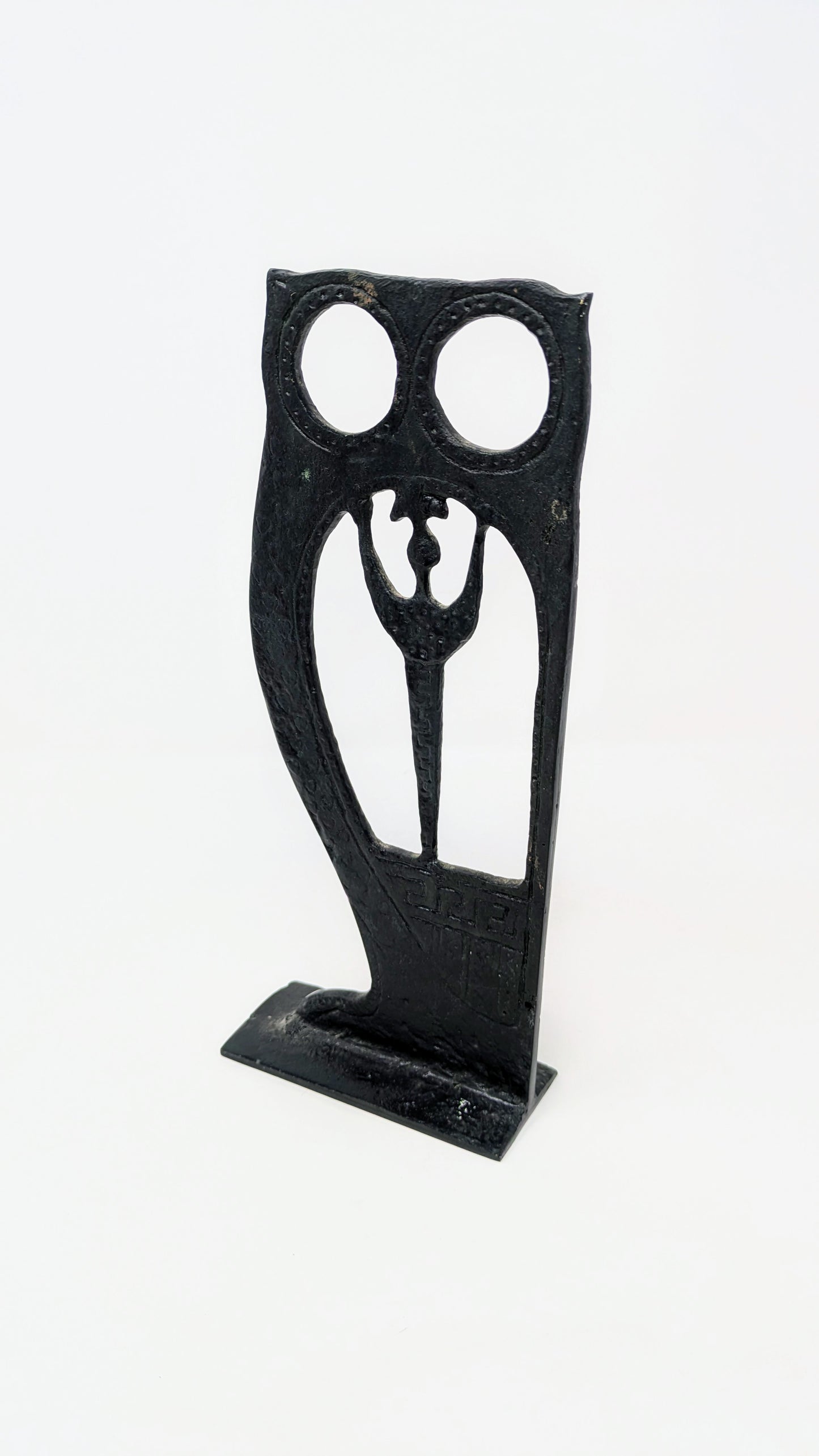 Vintage "Oxidized Bronze" Folk Art Sculpture: Athena & Owl