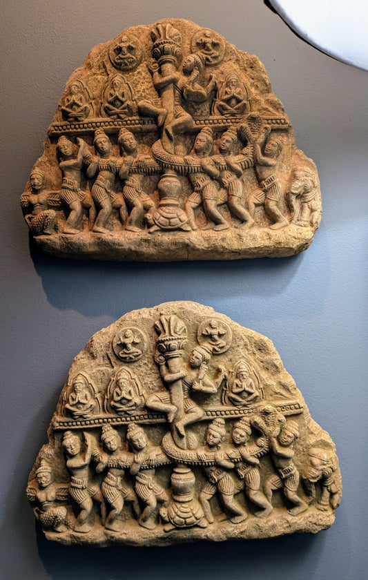 RARE Vintage Sandstone Hindu Wall Sculptures (pair)