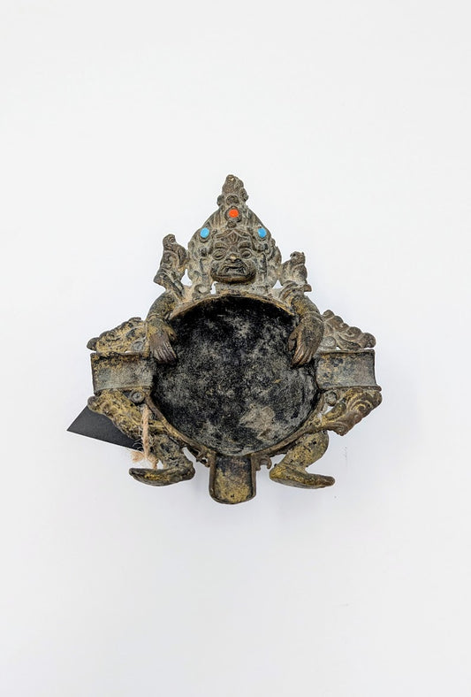 Antique Brass Sino-Tibetan Ashtray | Mahakal