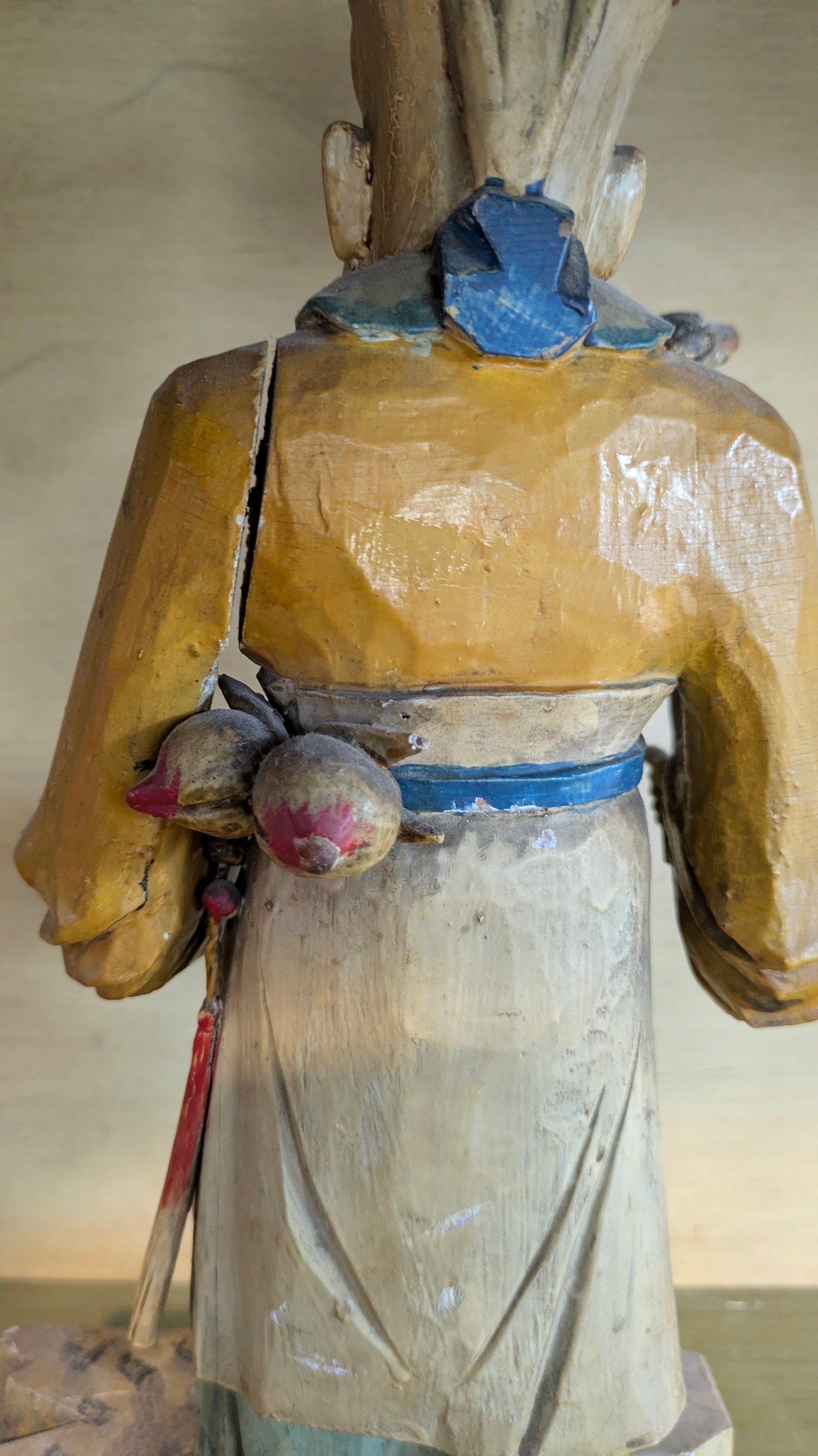 Antique Chinese Hand-Carved Statue of Shou Lao