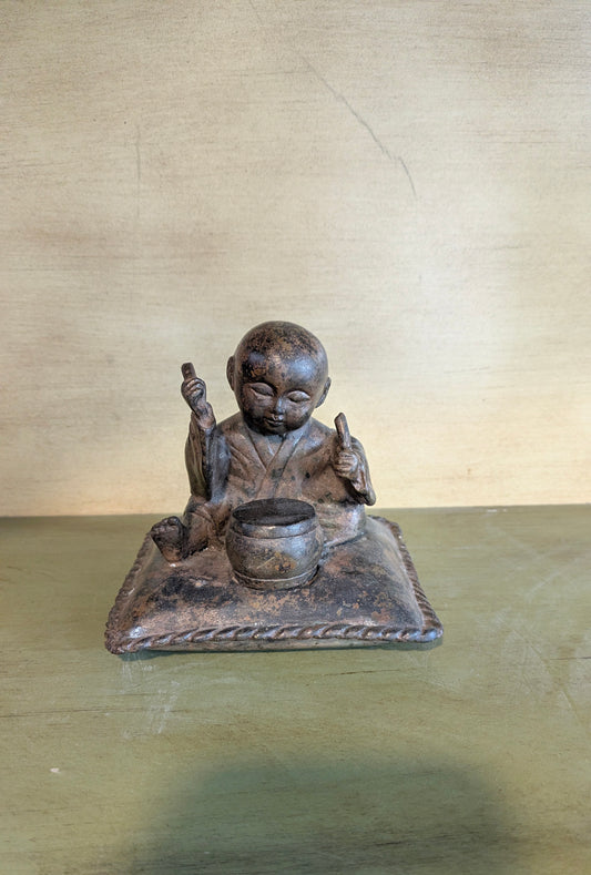 Vintage Chinese Bronze Drummer Boy (c. 1960s-1970s)