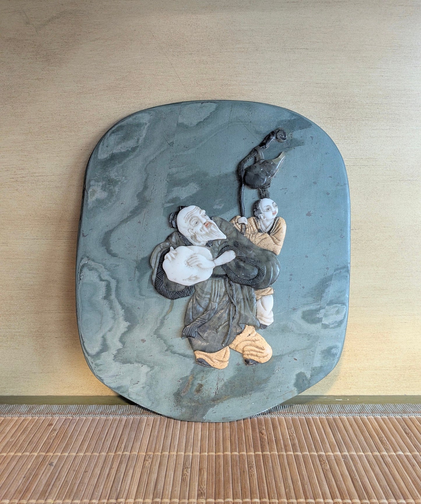 1920s Chinese Republic Period Jade & Soapstone Plaque