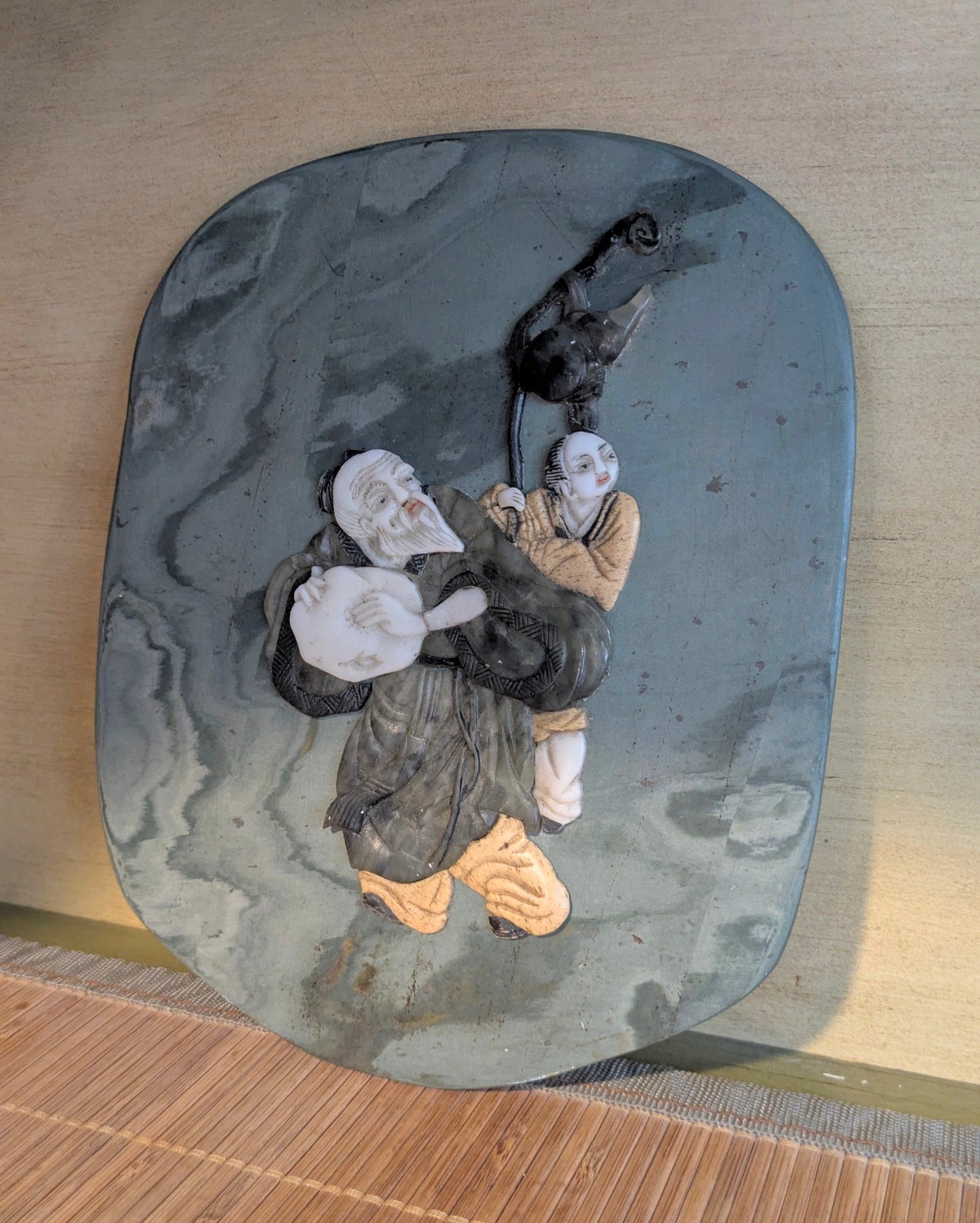 1920s Chinese Republic Period Jade & Soapstone Plaque