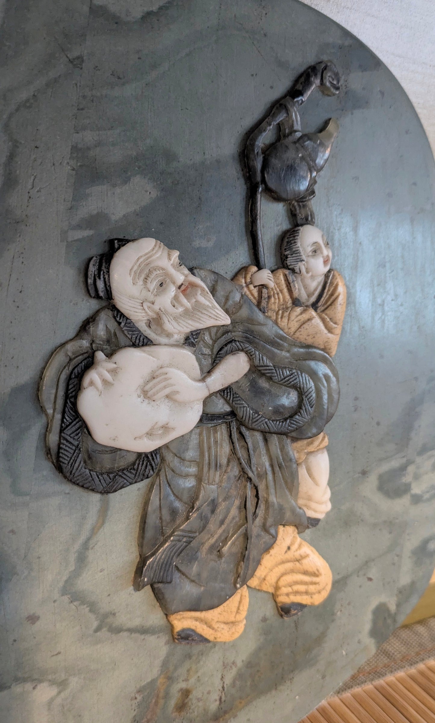 1920s Chinese Republic Period Jade & Soapstone Plaque