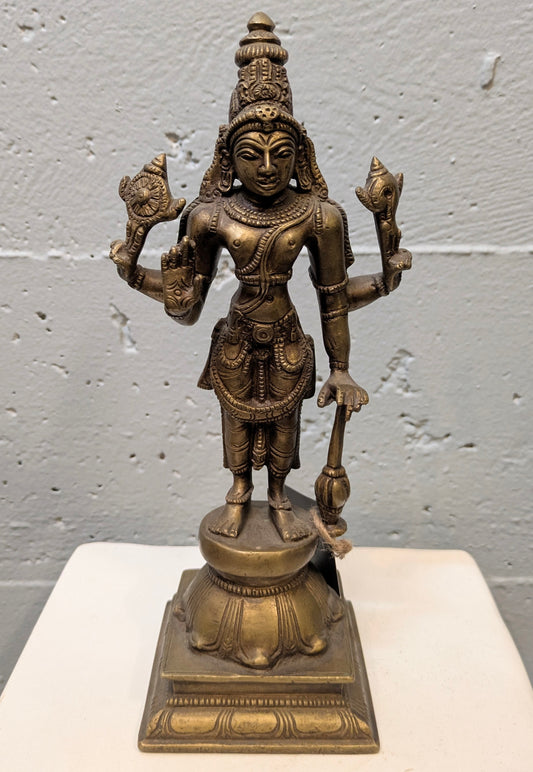 Early 20th Century Brass Statue: Lord Vishnu