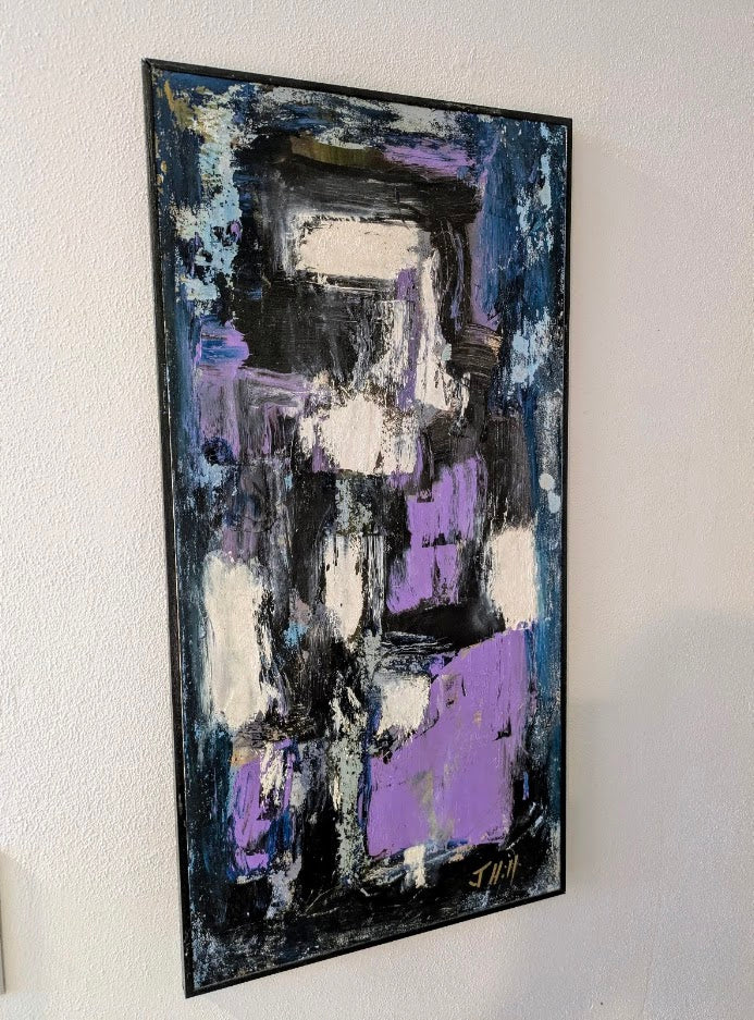 Vintage Original Abstract Painting: Signed J. Hill