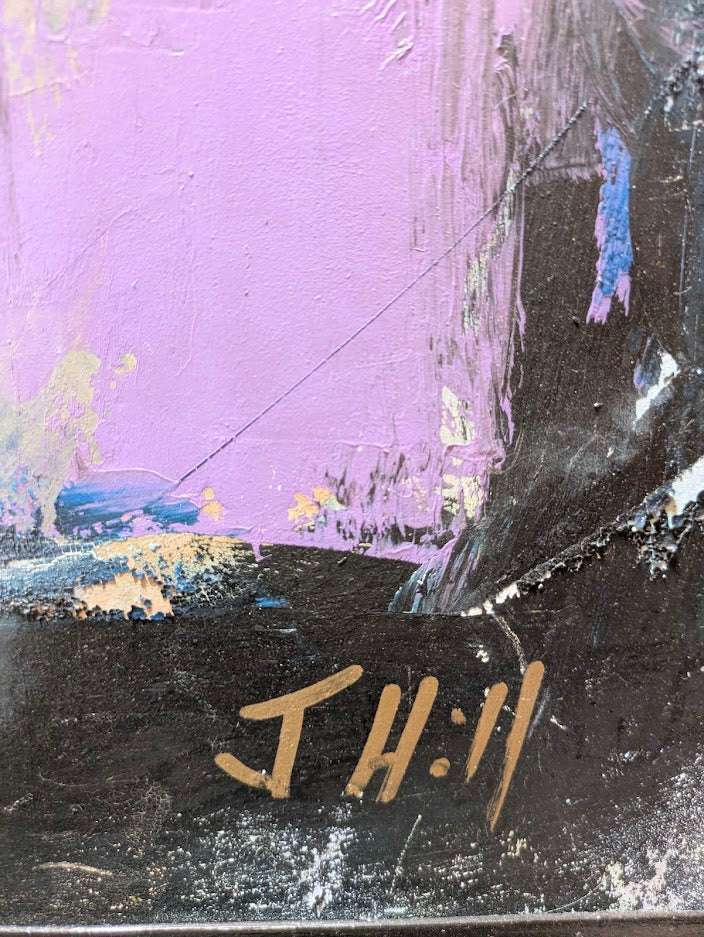 Vintage Original Abstract Painting: Signed J. Hill
