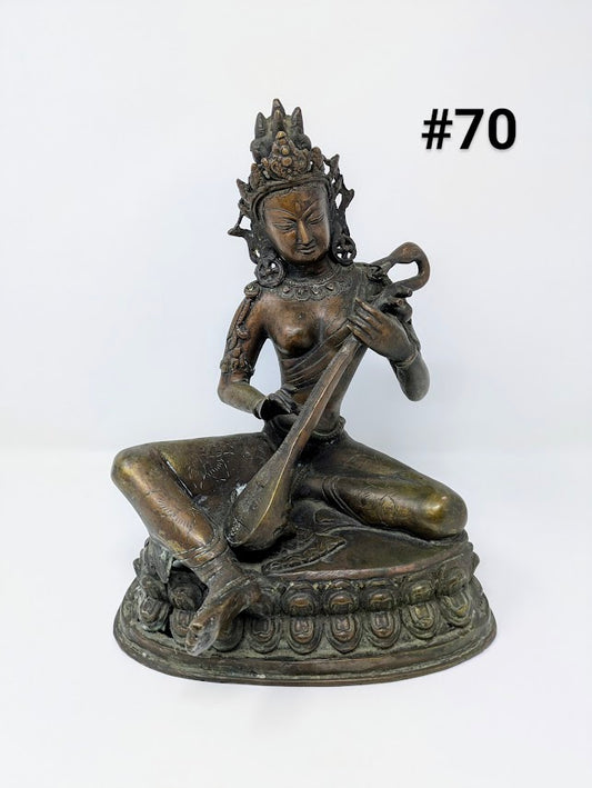 C. 19th Century Bronze Statue: Hindu Goddess Saraswati