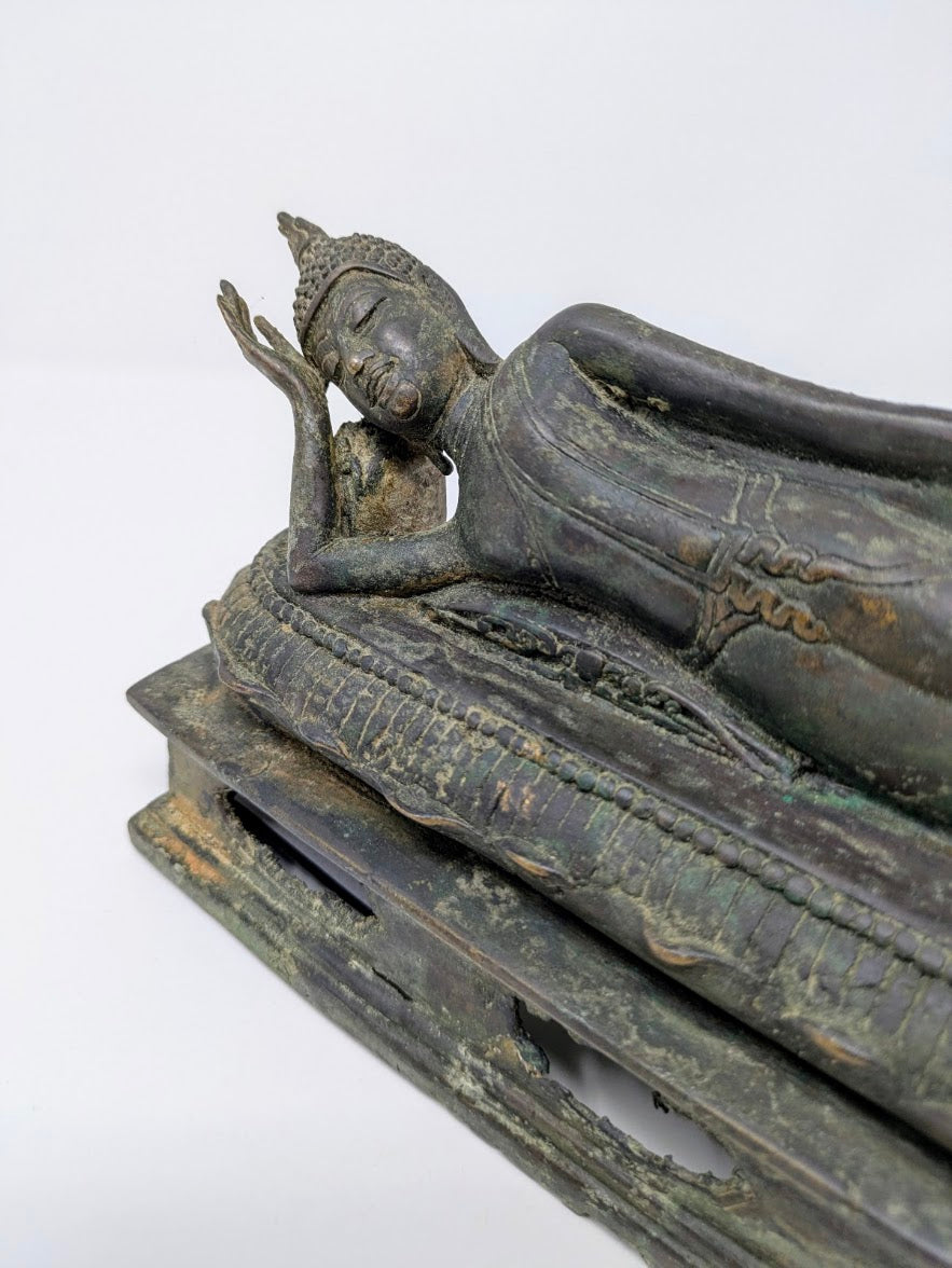 19th Century Thai Bronze Reclining Buddha