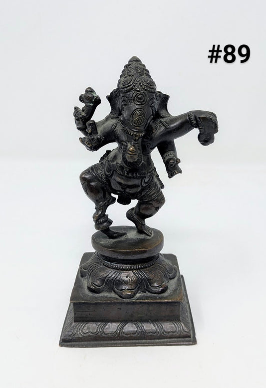 Late 19th Century Nepalese Bronze Hindu Statue: Dancing Ganesha