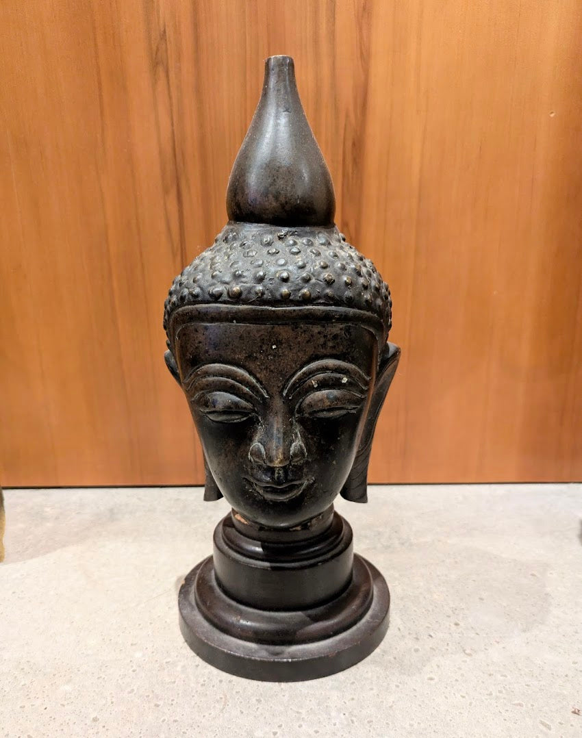 Antique Burmese Shan Bronze Buddha Head (c. late 19th - early 20th century)