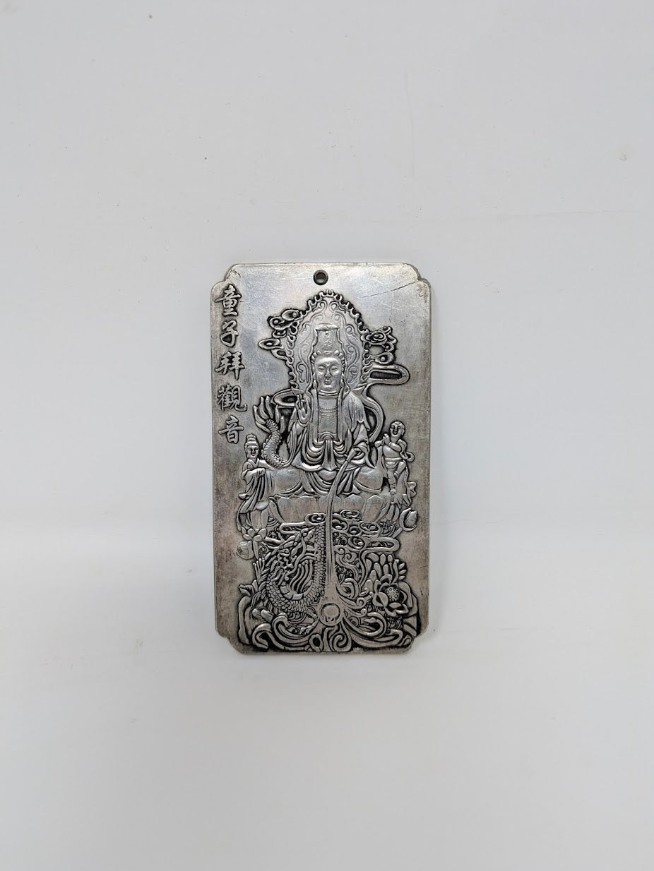 Vintage/Antique Chinese Hallmark Tibetan Silver Bar or Waist Tag