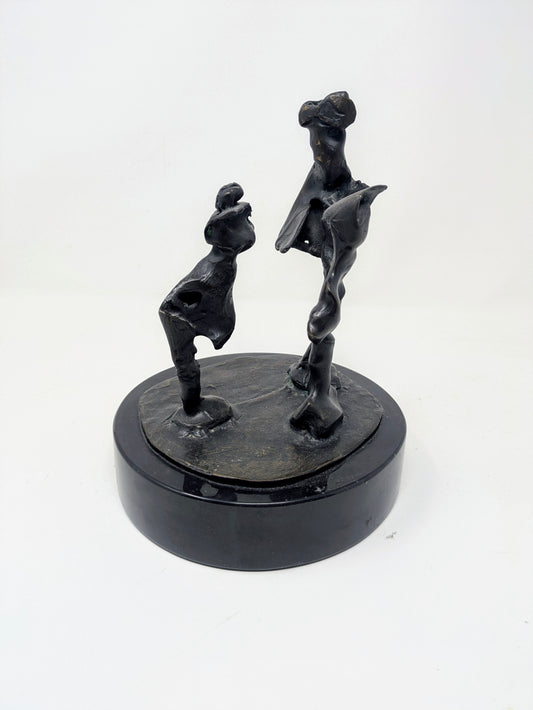 Brutalist Bronze Art Sculpture: Three Abstract Figures