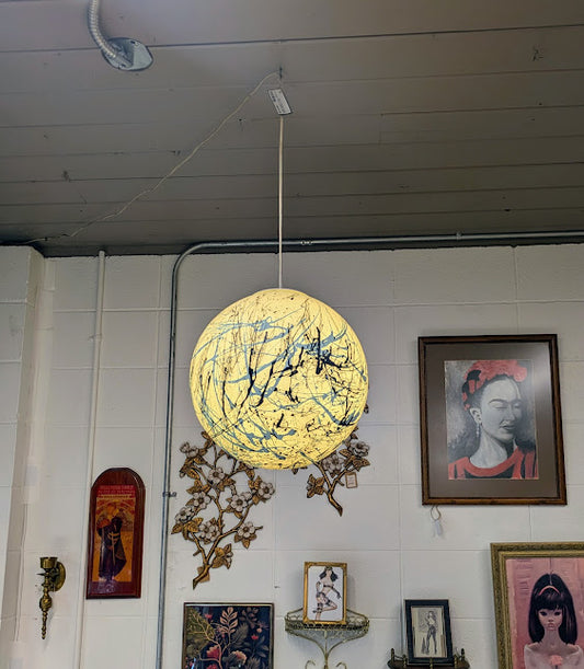 1980s Splatter Painted Hanging Globe Pendant Light