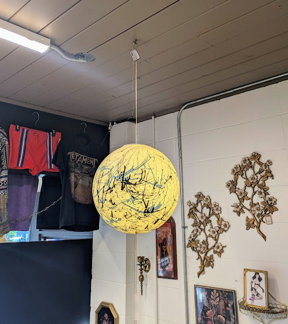 1980s Splatter Painted Hanging Globe Pendant Light