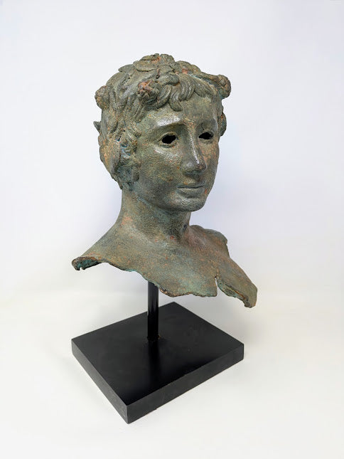 19th Century Greco-Roman Bronze Bust: Bacchus/Dionysus