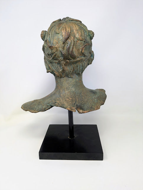 19th Century Greco-Roman Bronze Bust: Bacchus/Dionysus