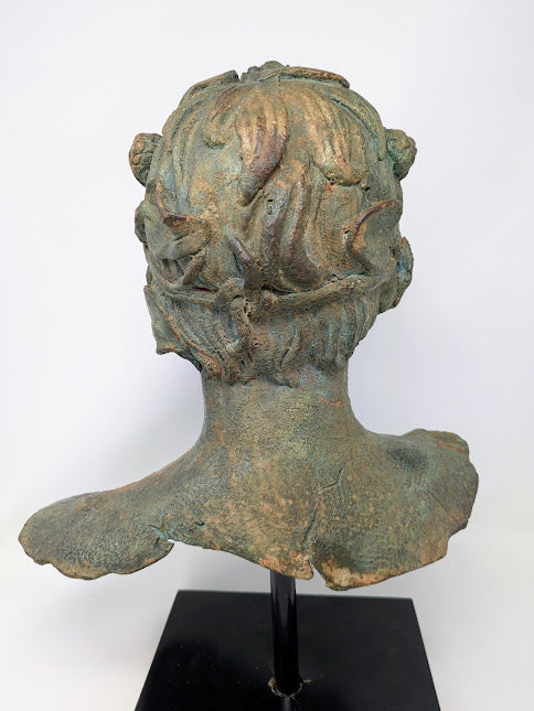 19th Century Greco-Roman Bronze Bust: Bacchus/Dionysus