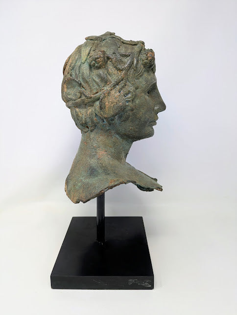 19th Century Greco-Roman Bronze Bust: Bacchus/Dionysus
