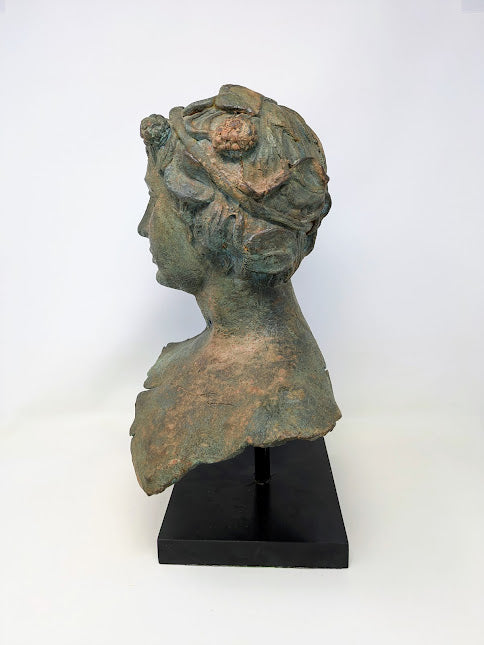 19th Century Greco-Roman Bronze Bust: Bacchus/Dionysus