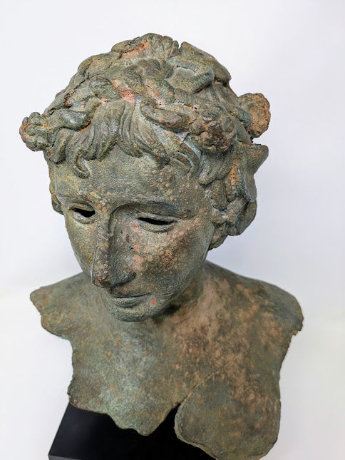 19th Century Greco-Roman Bronze Bust: Bacchus/Dionysus