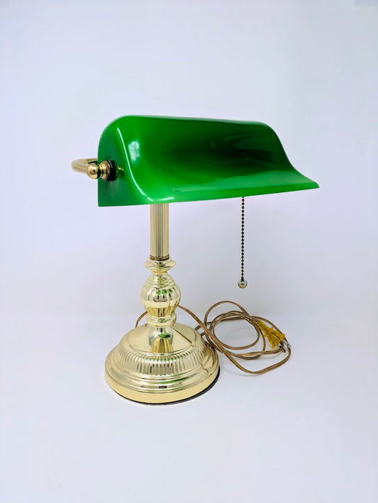 Vintage Brass Banker's Desk Lamp