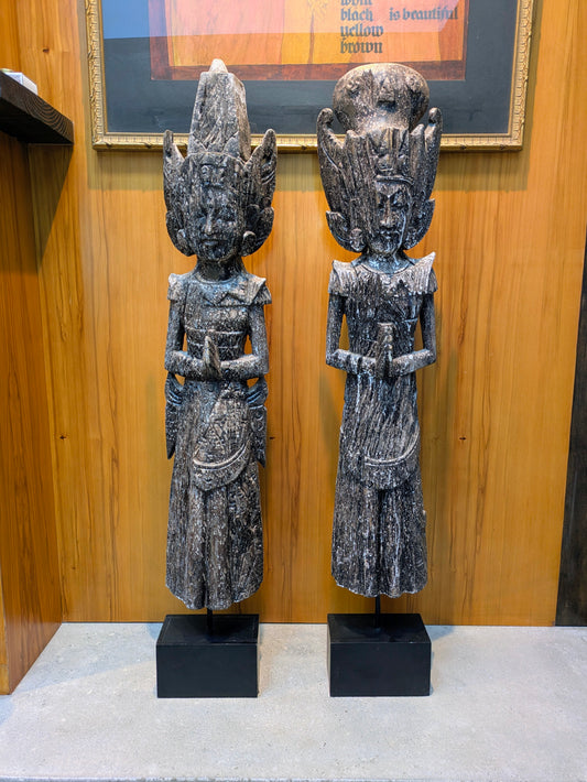 Vintage Carved Hindu Statues: Sita & Rama