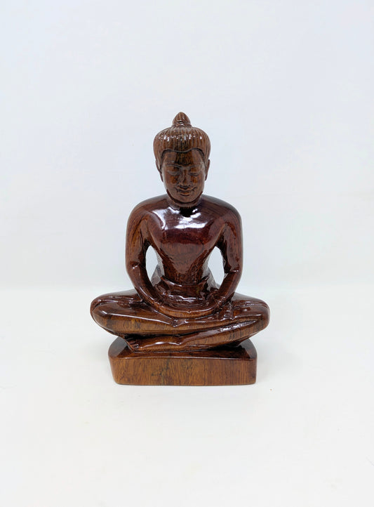 Vintage Lacquered Wood Statue: Khmer King Jayavarman