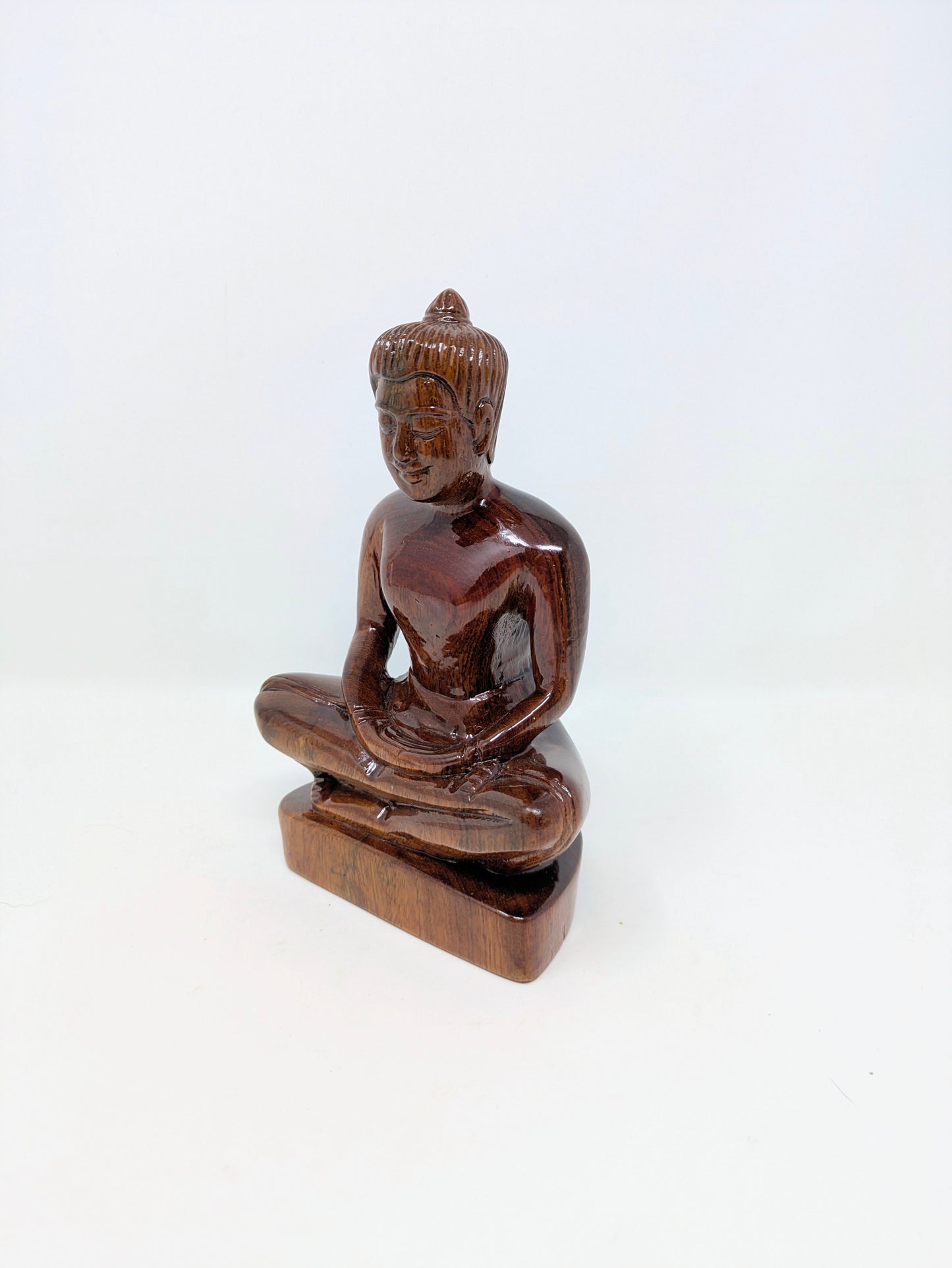 Vintage Lacquered Wood Statue: Khmer King Jayavarman