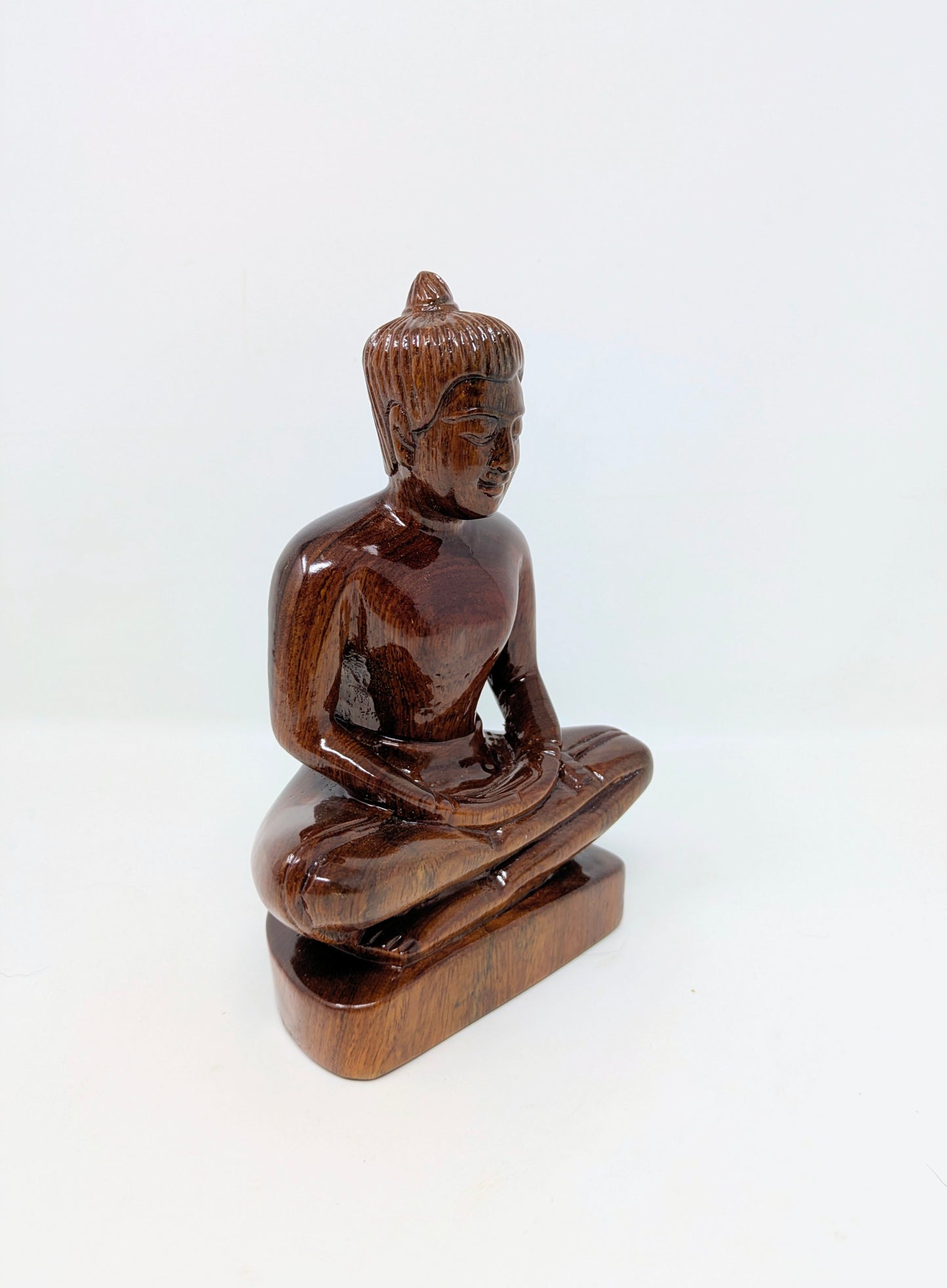 Vintage Lacquered Wood Statue: Khmer King Jayavarman
