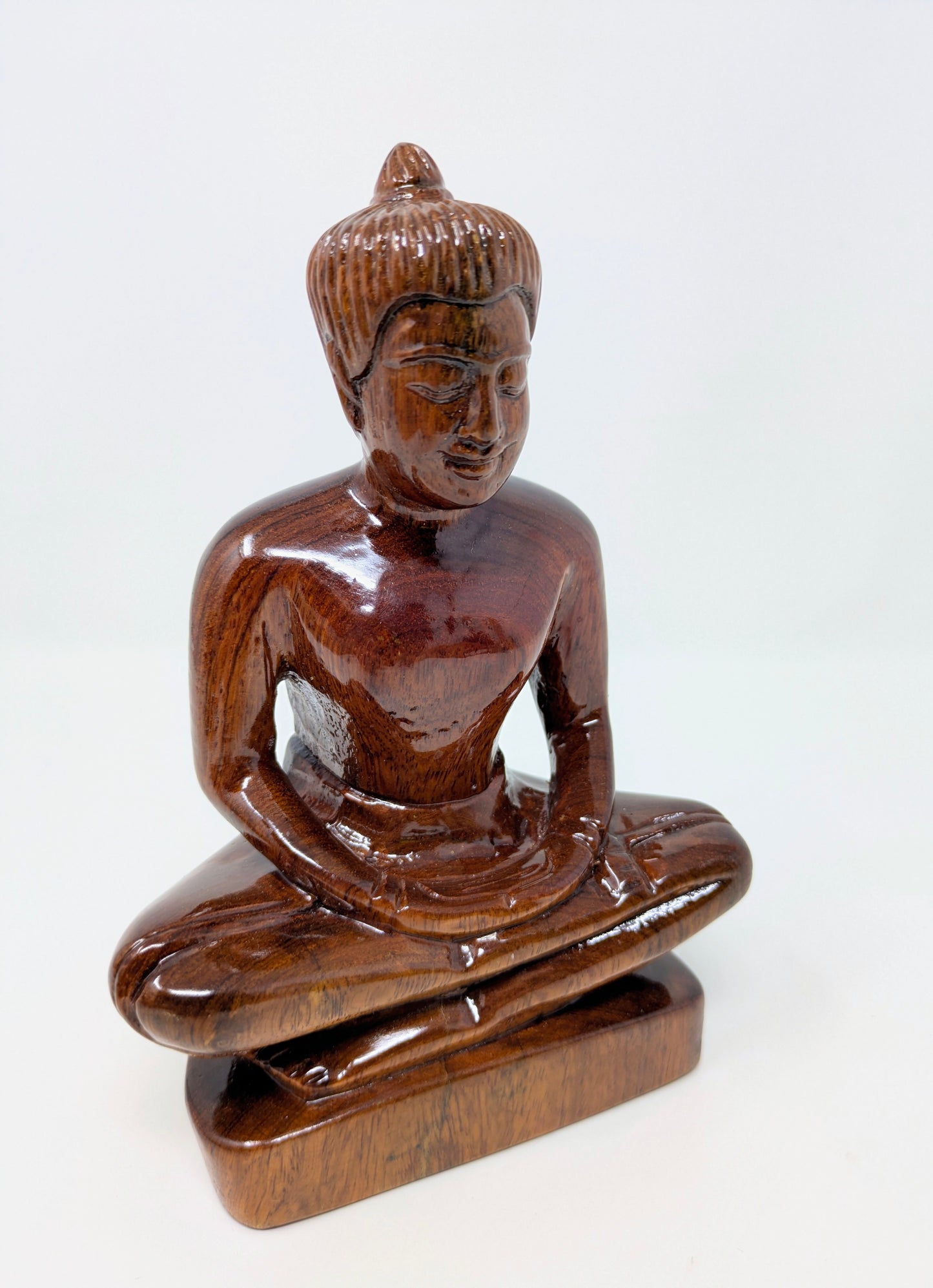 Vintage Lacquered Wood Statue: Khmer King Jayavarman