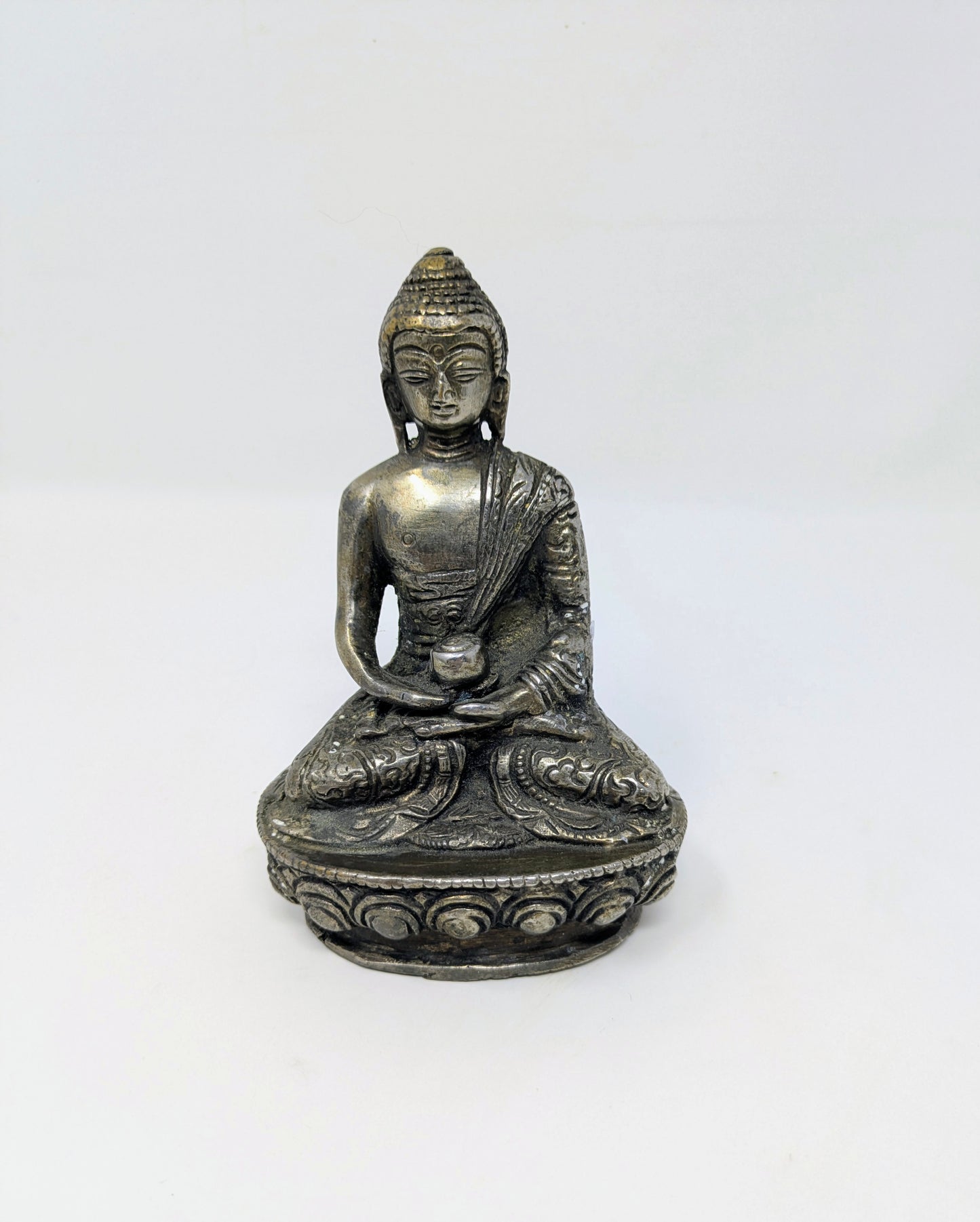 Vintage Chinese Silver Alloy Amitabha Buddha Statue
