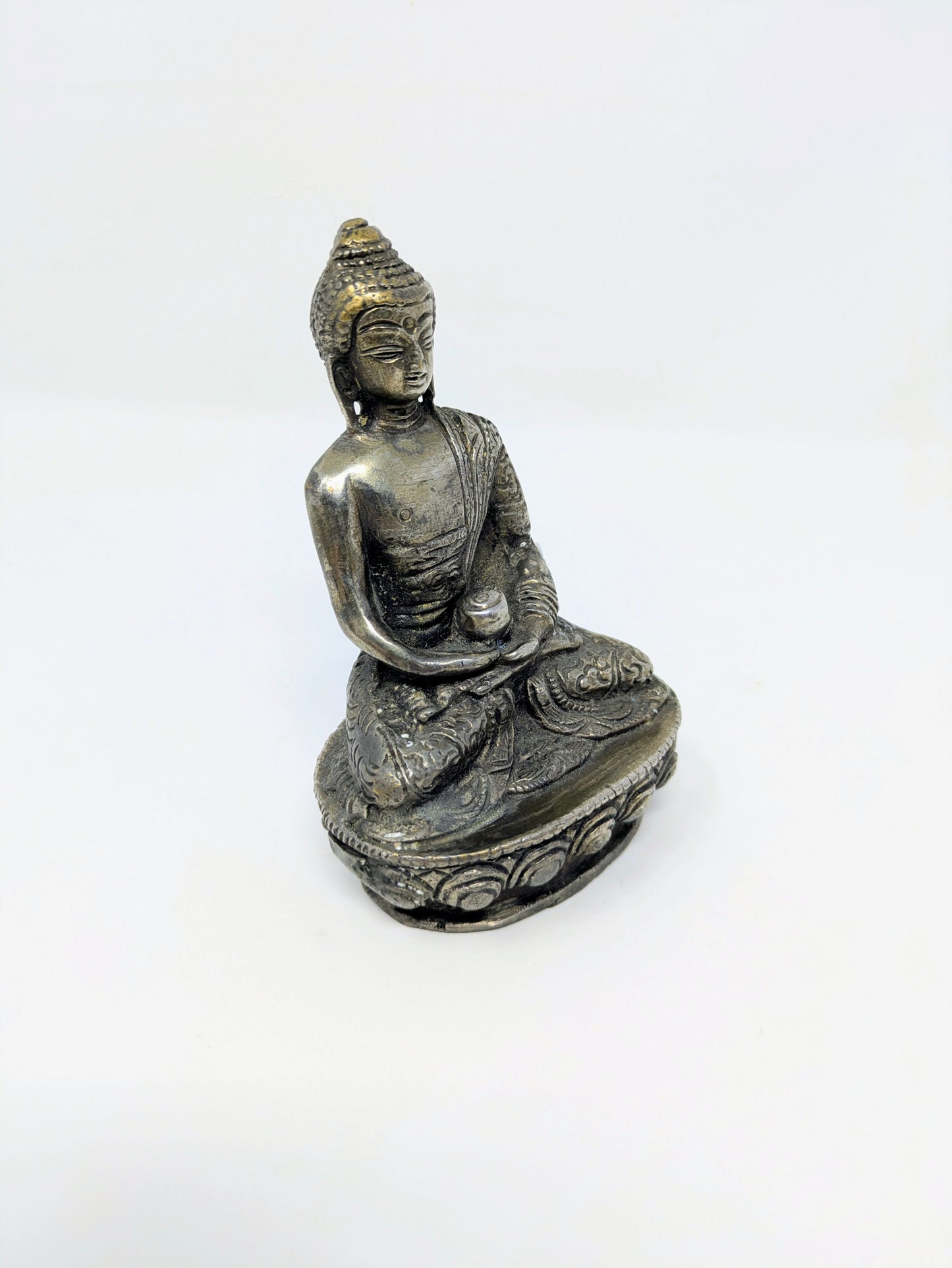 Vintage Chinese Silver Alloy Amitabha Buddha Statue