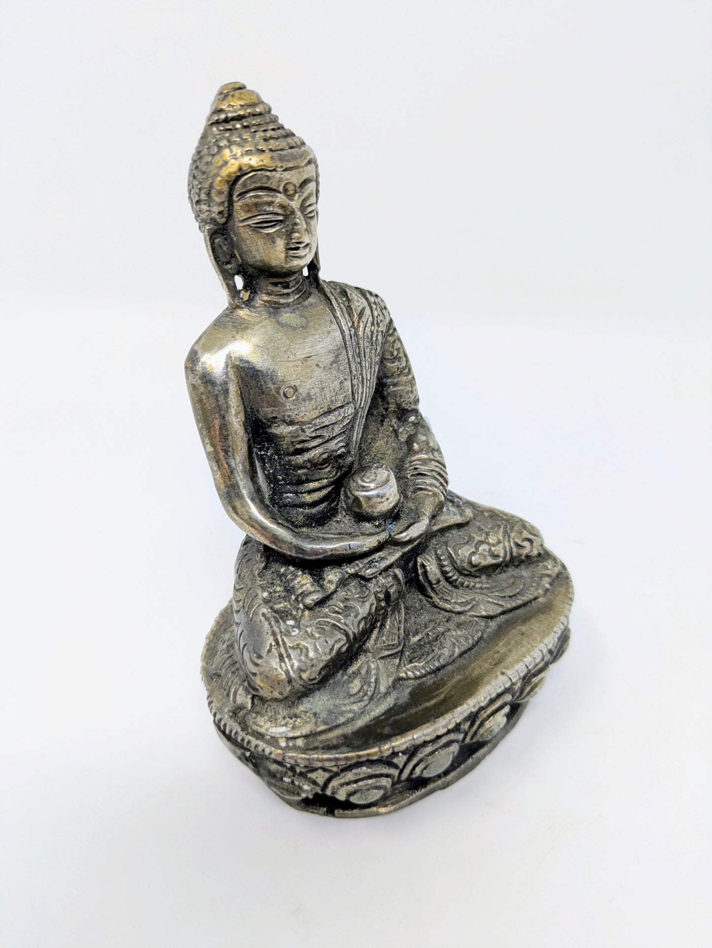 Vintage Chinese Silver Alloy Amitabha Buddha Statue
