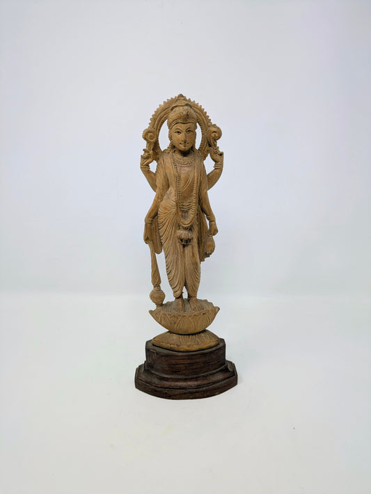Vintage Handcrafted Sandalwood Hindu Statue: Lord Vishnu