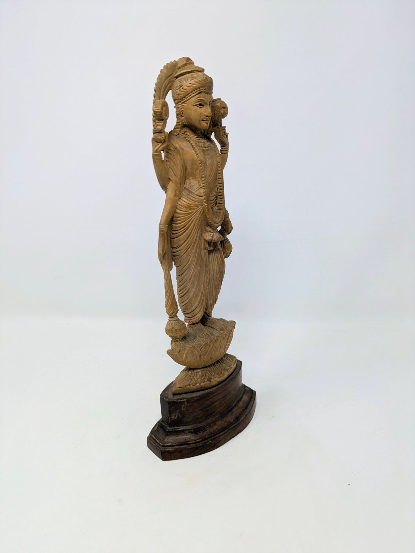 Vintage Handcrafted Sandalwood Hindu Statue: Lord Vishnu