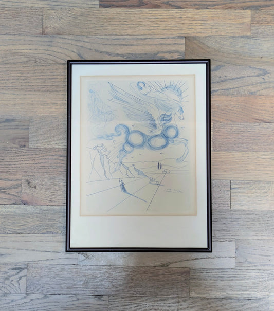 1970s Etching by Salvador Dali: Pegasus in Flight with Angel