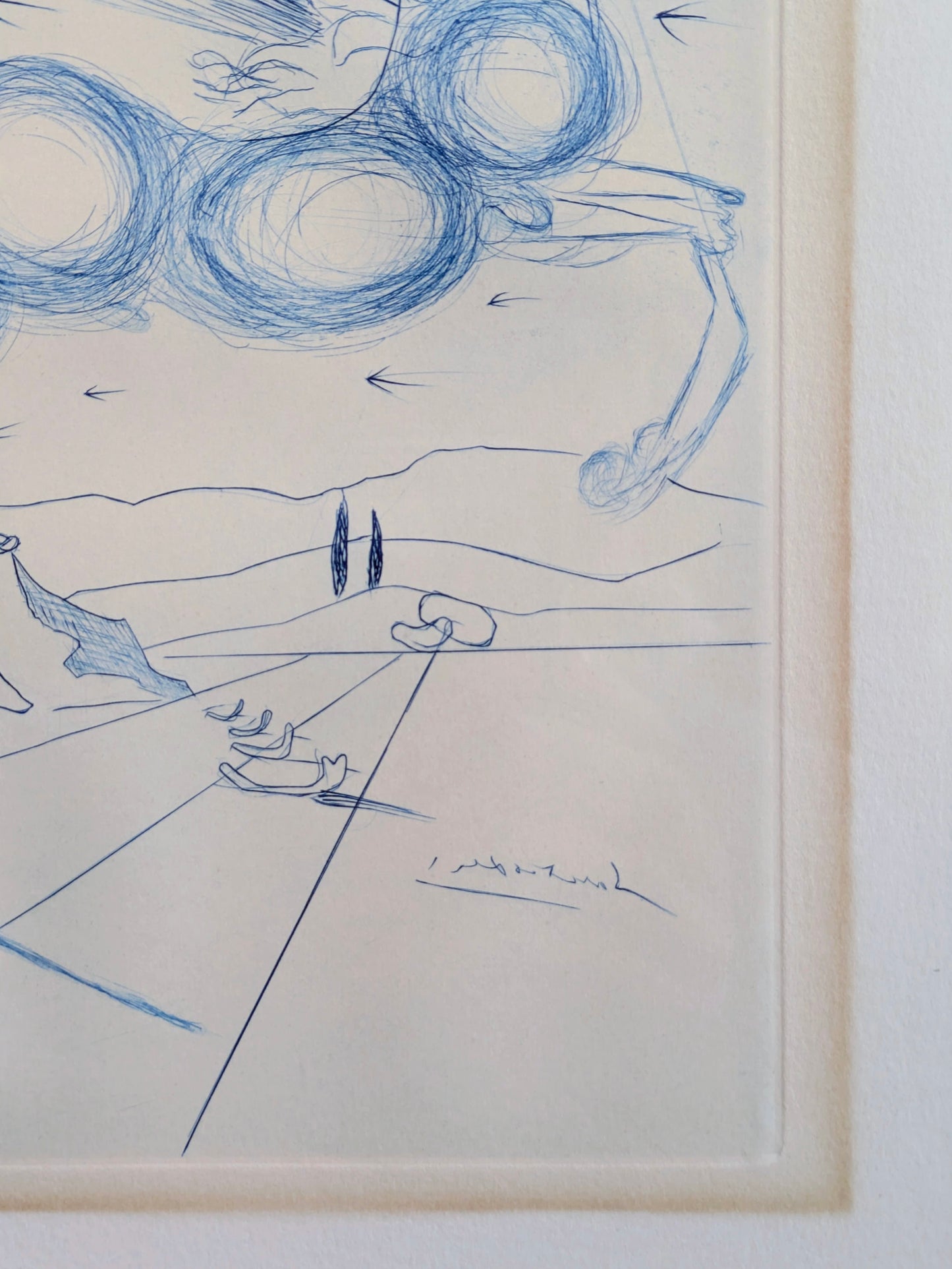 1970s Etching by Salvador Dali: Pegasus in Flight with Angel