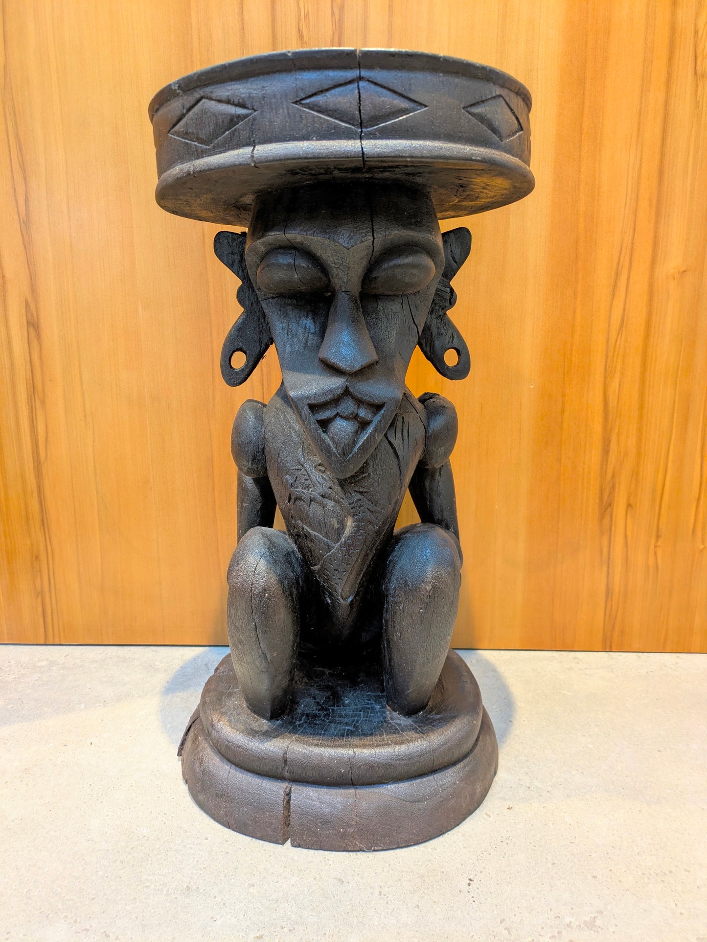 Vintage Borneo Ancestral Figure Wood Stool | Dayak Tribe