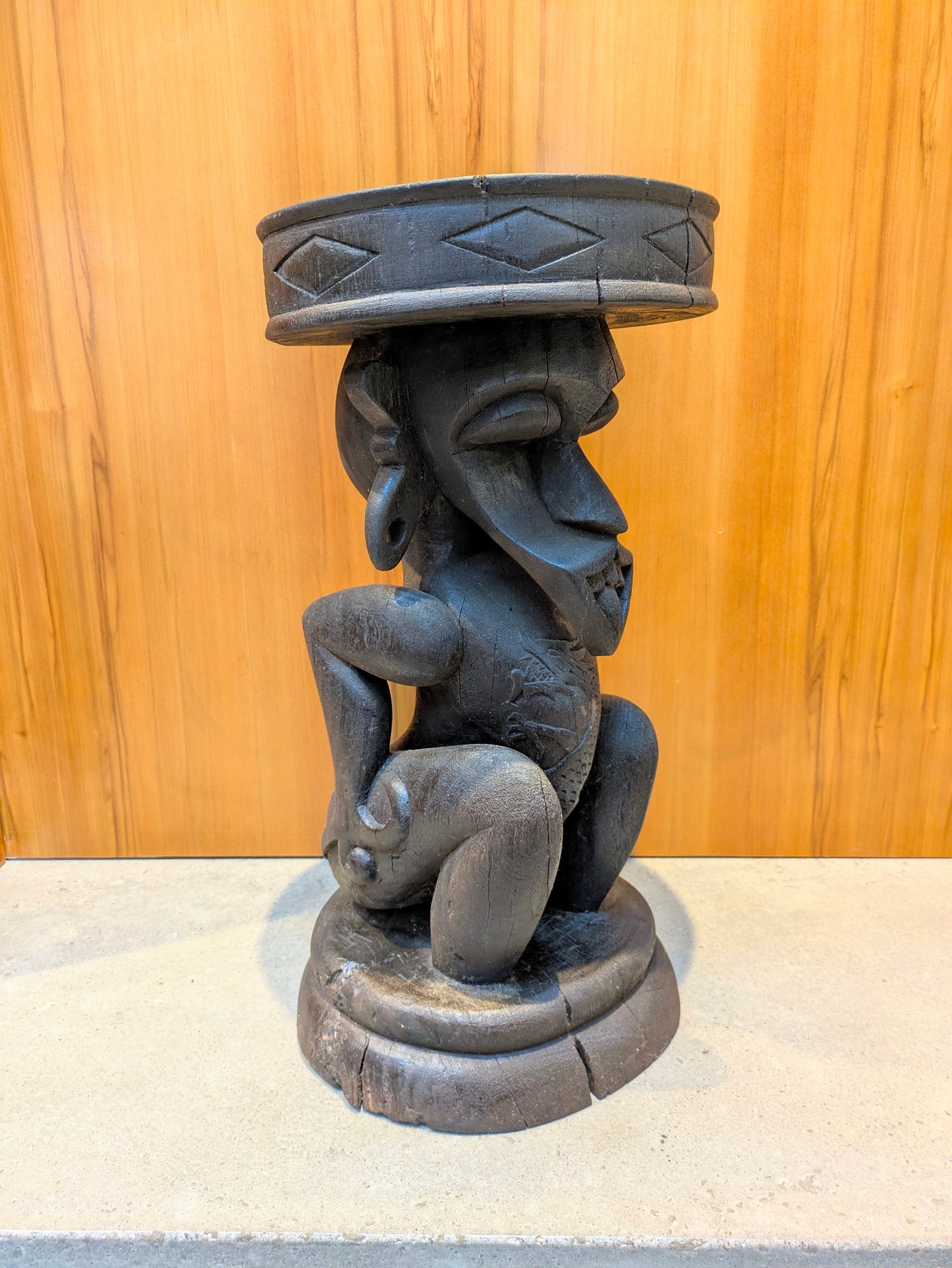 Vintage Borneo Ancestral Figure Wood Stool | Dayak Tribe