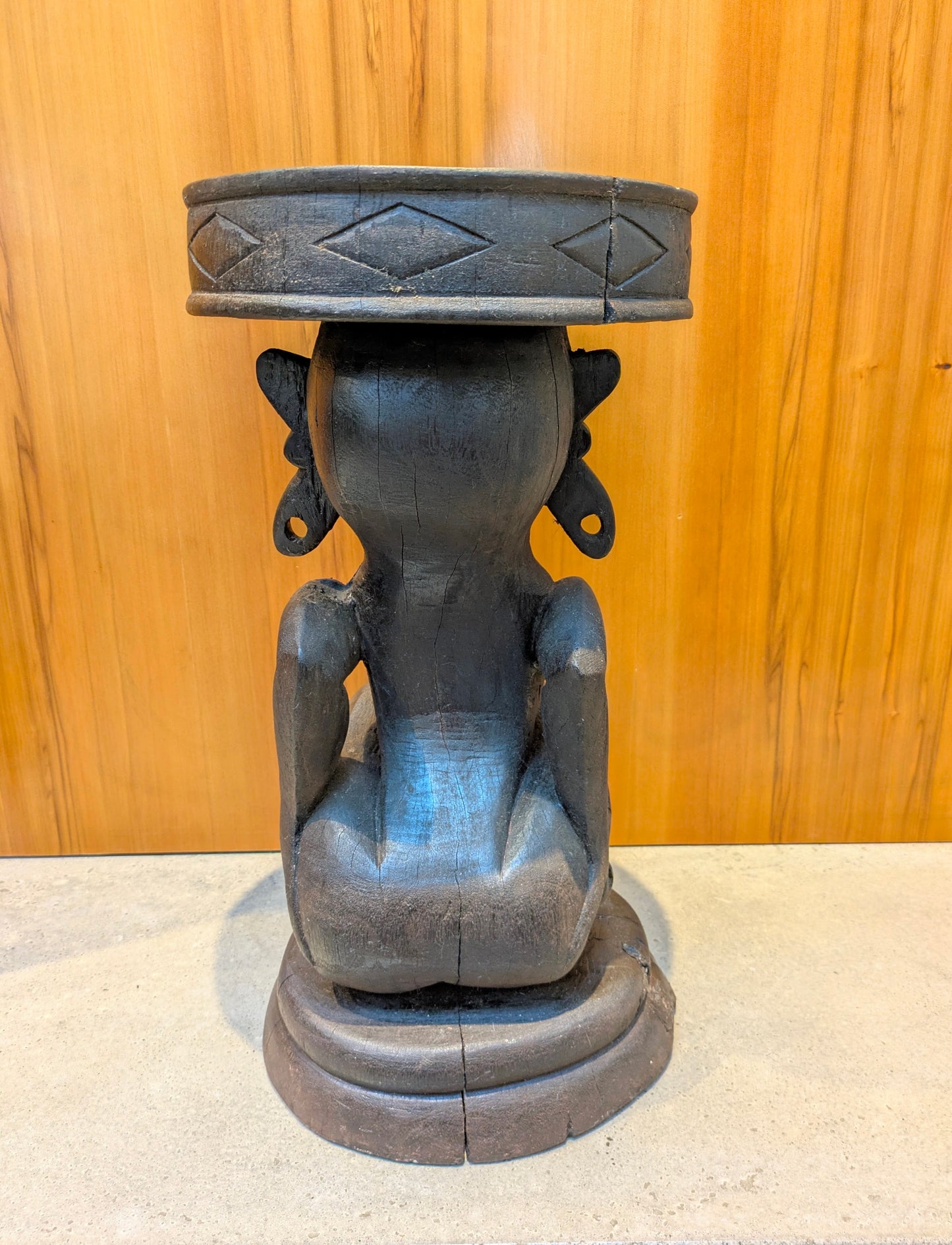 Vintage Borneo Ancestral Figure Wood Stool | Dayak Tribe
