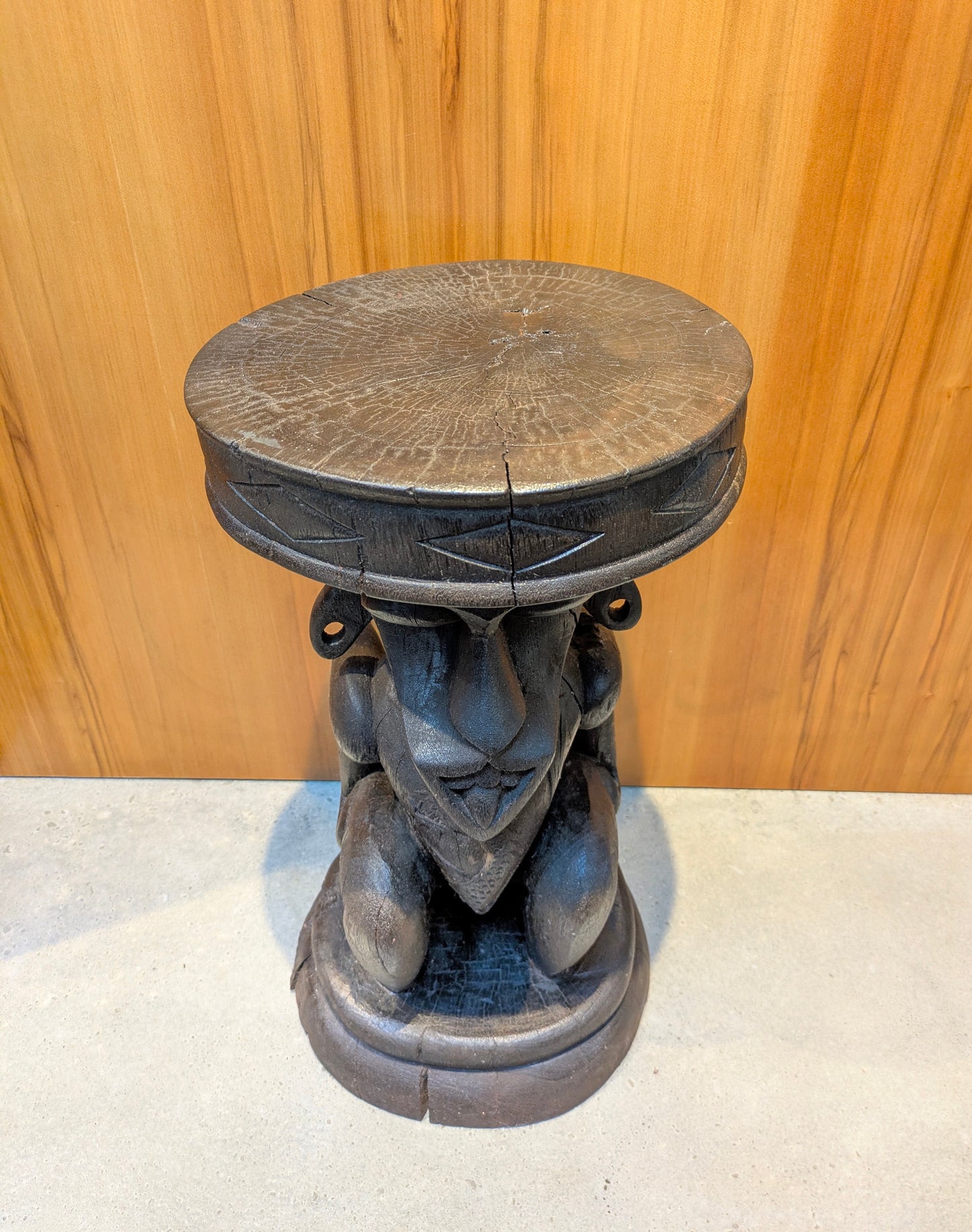 Vintage Borneo Ancestral Figure Wood Stool | Dayak Tribe